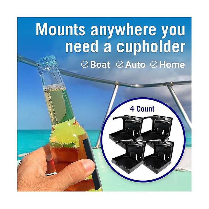 Boat Cup Holder 4 Folding Boat Cup Holders for Drinks Wall Cup Holder for Boat & Rv Cup Holder Moto