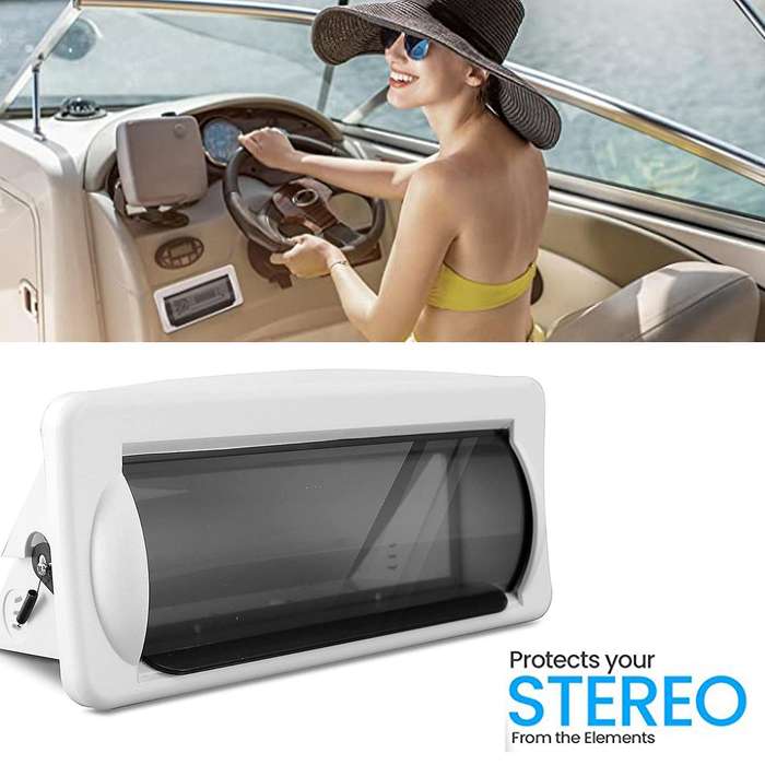 Boat Flush Mount Stereo Cover Marine Deck Cover Housing Waterproof Radio Splash Guard for RV Caravan