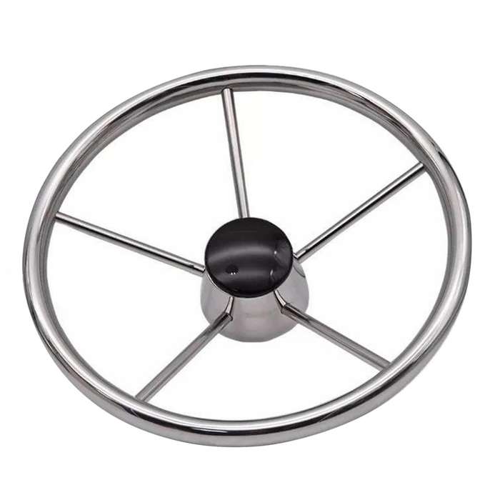 Boat Steering Wheel Stainless Steel 5 Spoke 13.5inch for Most Marine Yacht Boat Boating Equipment Ac