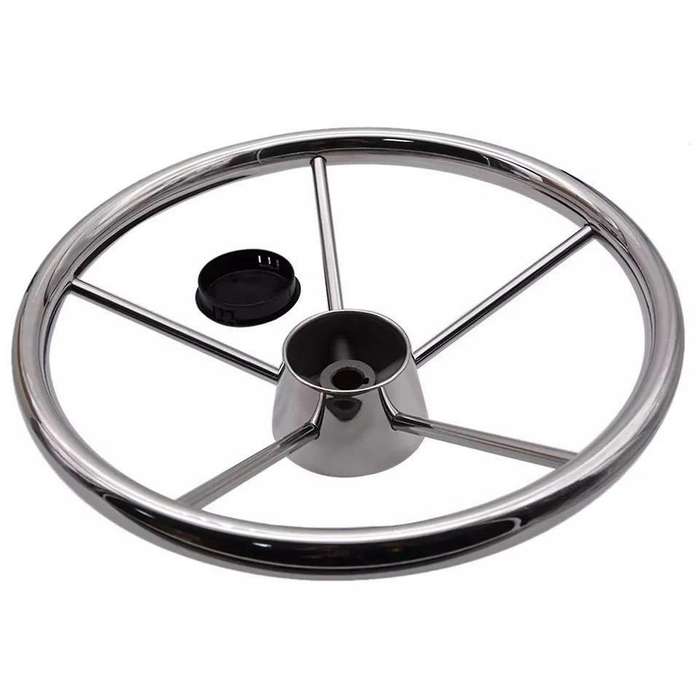 Boat Steering Wheel Stainless Steel 5 Spoke 13.5inch for Most Marine Yacht Boat Boating Equipment Ac