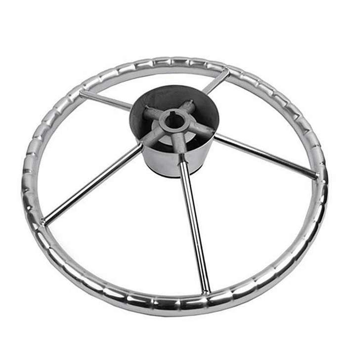 Boat Steering Wheel Stainless Steel 5 Spoke 13.5inch for Most Marine Yacht Boat Boating Equipment Ac
