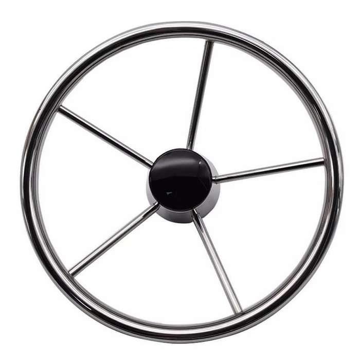 Boat Steering Wheel Stainless Steel 5 Spoke 13.5inch for Most Marine Yacht Boat Boating Equipment Ac