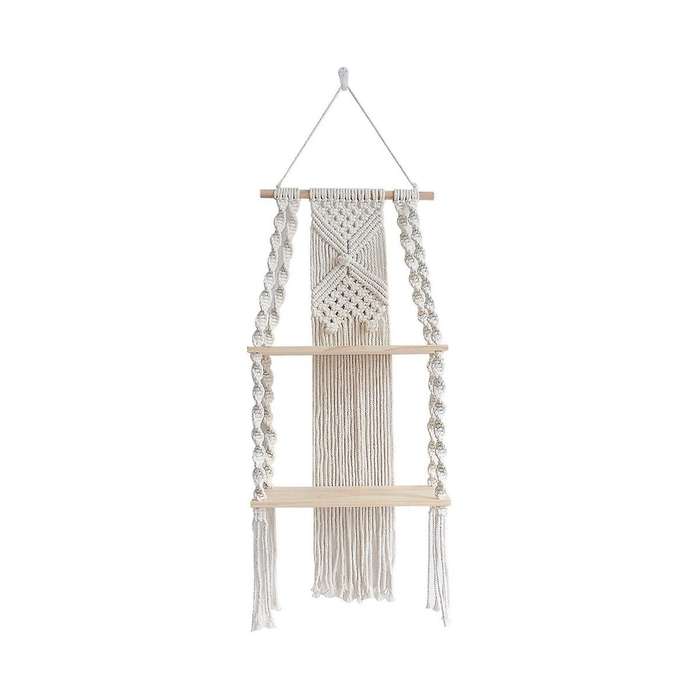 Bohemian Style Hand-woven Shelf Tapestry for Books Potted Plants Shelf Living Room Wall Hanging Stor