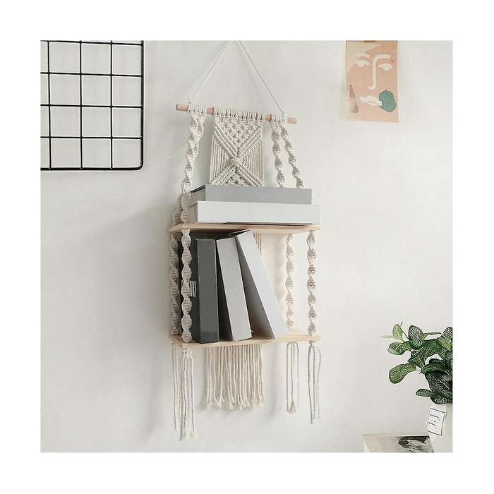 Bohemian Style Hand-woven Shelf Tapestry for Books Potted Plants Shelf Living Room Wall Hanging Stor