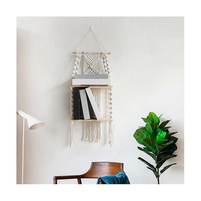 Bohemian Style Hand-woven Shelf Tapestry for Books Potted Plants Shelf Living Room Wall Hanging Stor