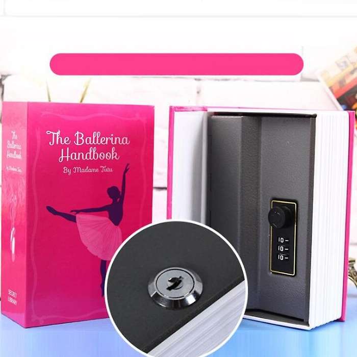 Book Safe Storage Box, Safe with 3 Digital Combination Lock, Anti-Theft Safe Secret Box, (Pink)