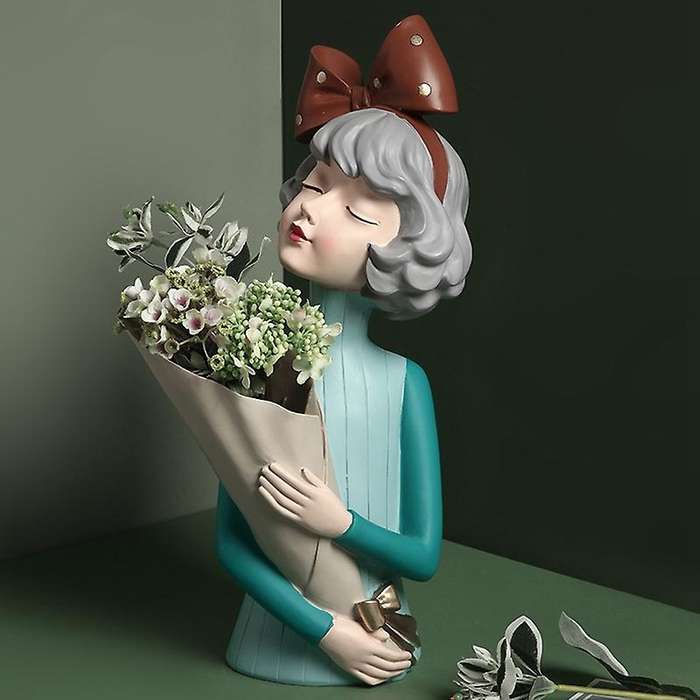 Bouquet Girl Ornaments Sculpture Statue Gifts Living Room TV Cabinet Flower Arrangement Decoration
