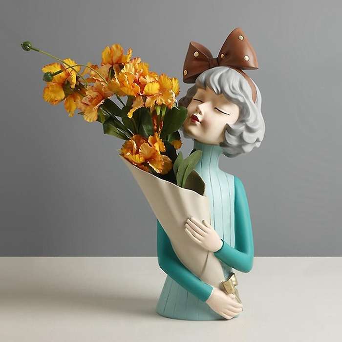 Bouquet Girl Ornaments Sculpture Statue Gifts Living Room TV Cabinet Flower Arrangement Decoration