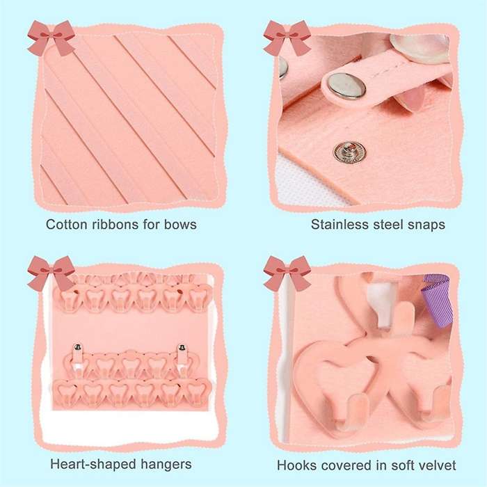 Bow Organizer for Girls,Use Hair Bows Holder Large Felt Hair Clips Storage Hanger,Baby Hair Accesso
