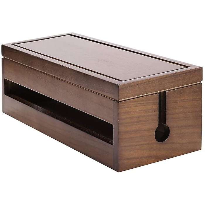 Box Wooden Cord Organizer Box for Extension Cord Power Stripe Surge Protector Wire (coffee Color)