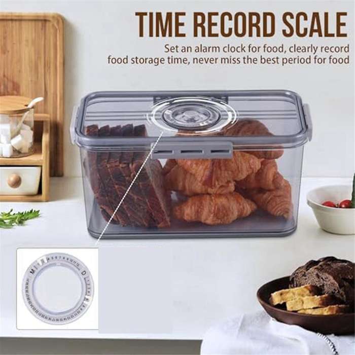 Bread Box Airtight Bread Boxes for Kitchen Counter, Time Recording Bread Storage Container with Lid,
