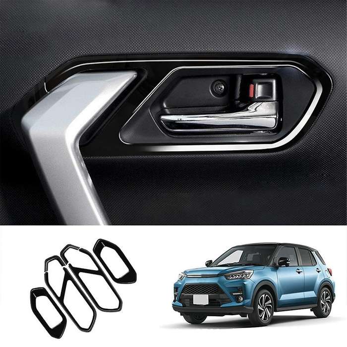 Bright Black Car Interior Door Handle Bowl Panel Frame Cover Trim Sticker for Raize/ 2020-2022