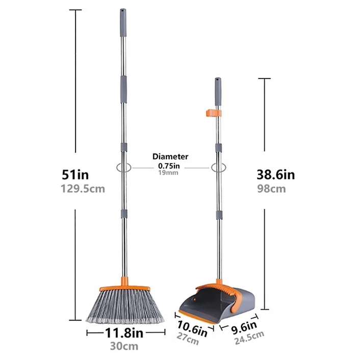 Broom and Dustpan for Home,, Broom Dustpan Set,stand Up Broom and Dustpan