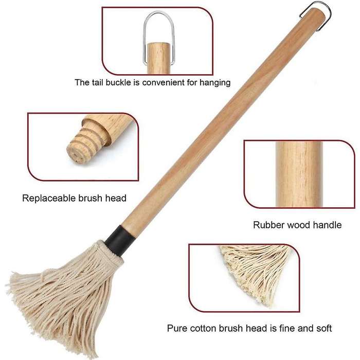 Brush, Bbq Cleaner Long Handle Wooden Bbq Brush for Cooking Roasting Grilling Bbq Accessories Tool
