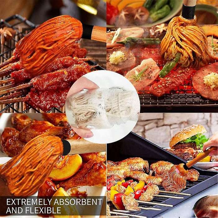 Brush, Bbq Cleaner Long Handle Wooden Bbq Brush for Cooking Roasting Grilling Bbq Accessories Tool