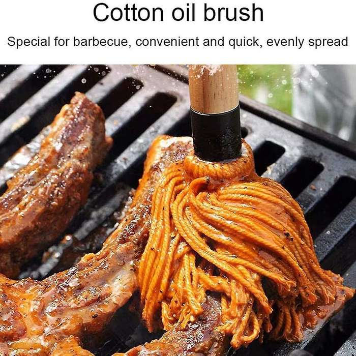 Brush, Bbq Cleaner Long Handle Wooden Bbq Brush for Cooking Roasting Grilling Bbq Accessories Tool