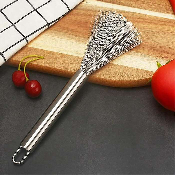 Brush for Kitchen Stainless Steel Wire and Handle with Hang Hook Scrub Dish Pot Stove Plate