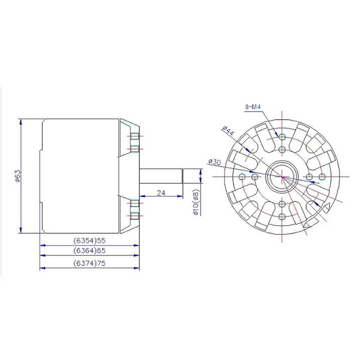 Brushless Sensored Motor for Electric Bike/Skateboard BLDC Belt Motor 6354 190KV 2450W Shaft 8mm for