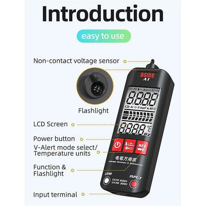 Bside A1 Voltage Tester Detector Multimeter Color Display
