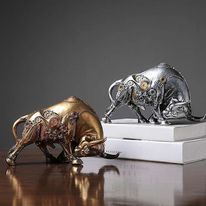 Bullfight Mechanical Cow Figurines for Interior Decoration Desk Accessories Statue Decorative Orname