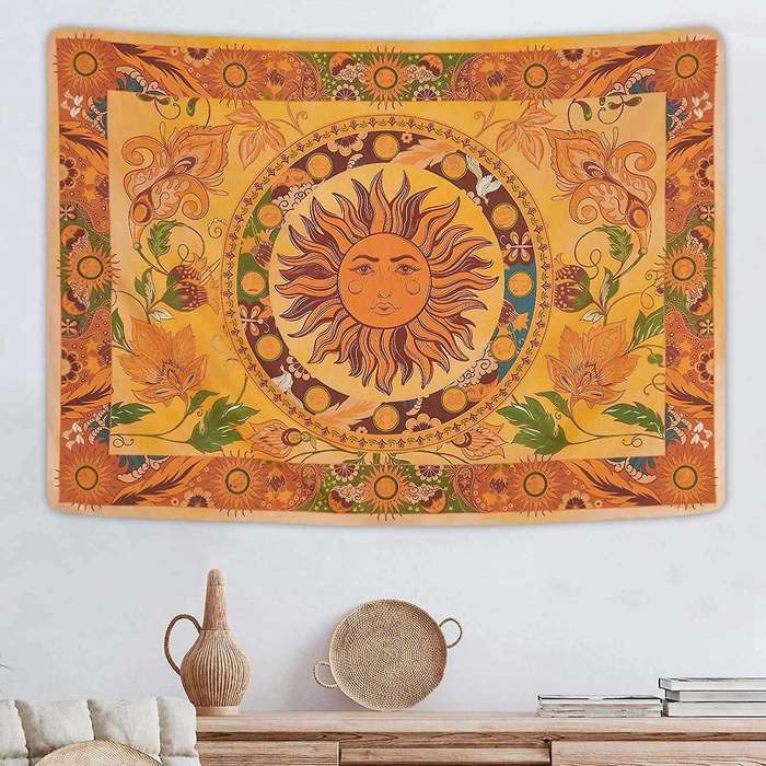 Burning Sun Tapestry Flower Vines Tapestries Vintage Indie Boho Tapestry Floral Tapestry Hippie Tape