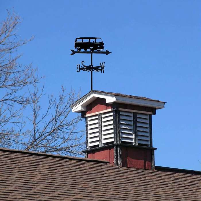 Bus Weathervanes, Professional Measuring Tools Weather Vane for Roof Mounted, Retro Outdoor Garden S