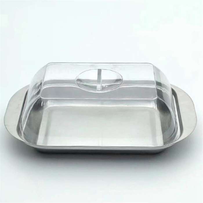 Butter Container - White Butter Fridge Storage Container Butter Storage Box,Metal Butter Box with L