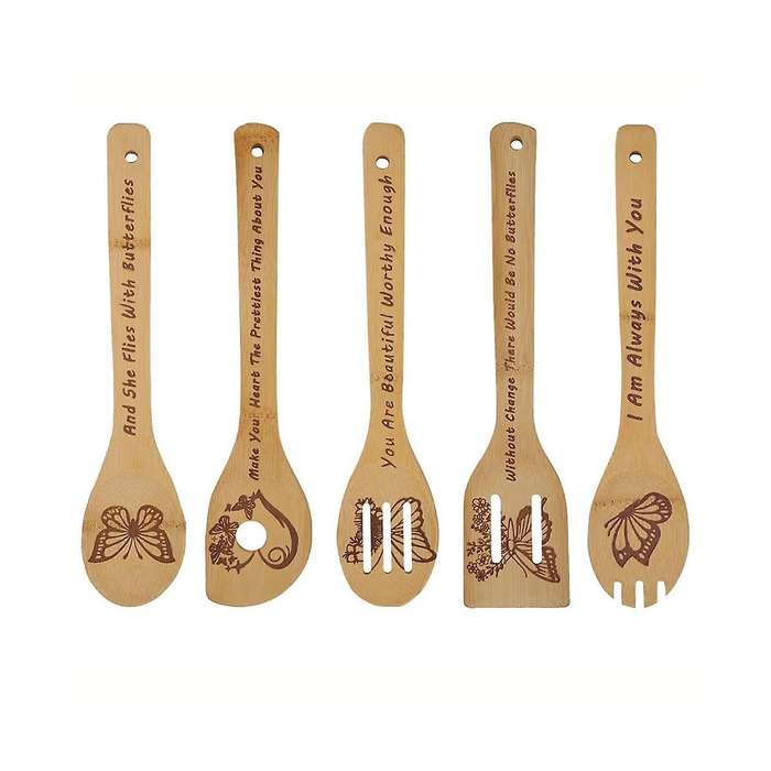 Butterfly Wooden Cooking Spoons 5,butterfly Kitchen Gift,butterfly Kitchen Decor,bamboo Cooking Spo