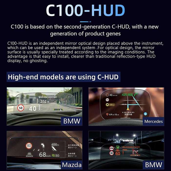 C100/OBD2 HUD , Auto Electronics OBD2 Hud Car Speed Projector Display Driving Computer