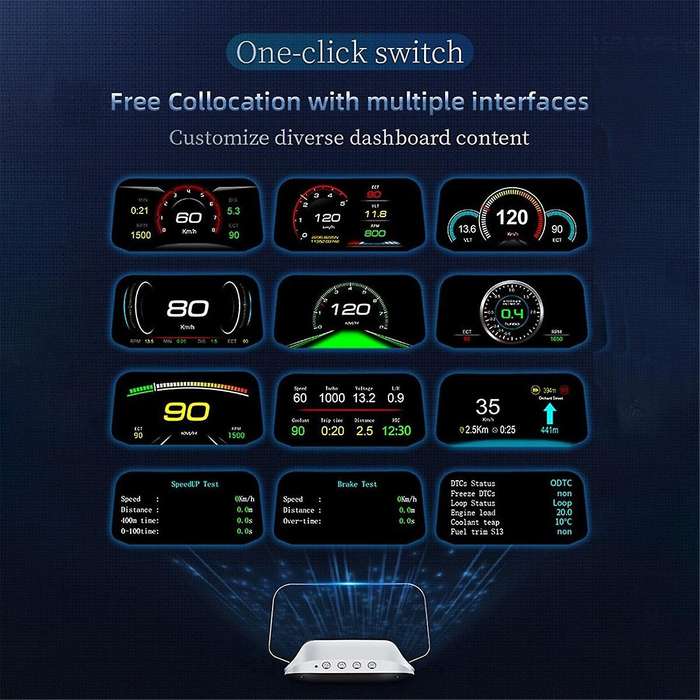 C3 Car Heads Up Display C3 GPS OBD2 HUD Navigation Digital Speedometer on Board Computer Projector O