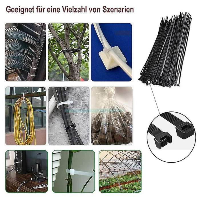 Cable Ties Black Pack Of 300 Mm X 7.6 Mm Uv Resistant Ultra with 75 Kg Tensile Strength Heat Resist