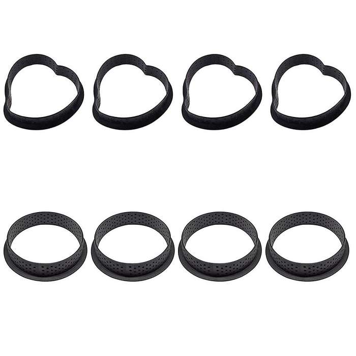 Cake Mold Mousse Tart Ring,Round and Heart Shaped Baking ,Dessert Pies Decorating Tool Perforated Ba