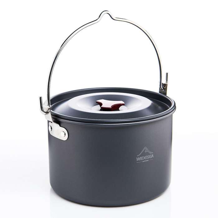 Camping Pot Hanging Aluminium 4L Pot Outdoor Cookware Pot for Cooking Picnic Camping Hiking Fishing