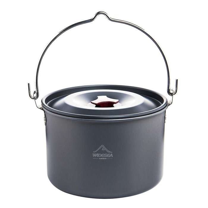 Camping Pot Hanging Aluminium 4L Pot Outdoor Cookware Pot for Cooking Picnic Camping Hiking Fishing