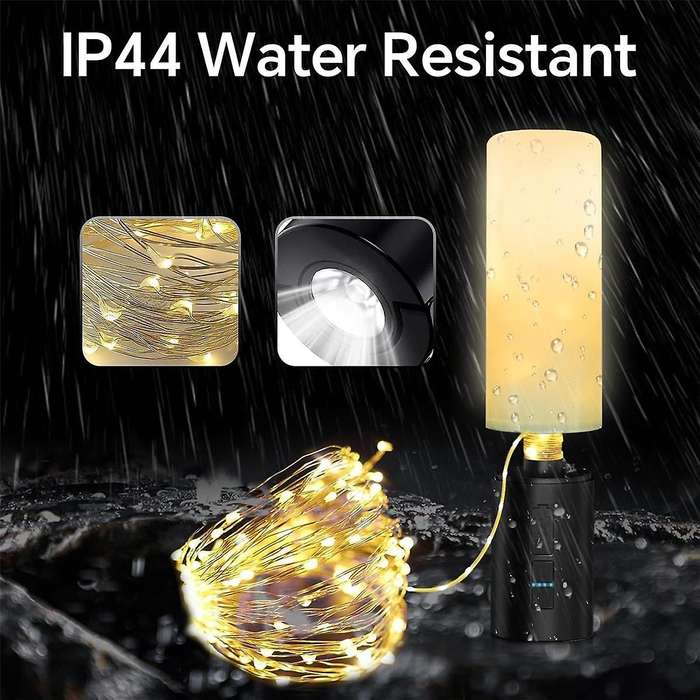 Camping Lantern with String Light(33ft), Rechargeable 4000mah Charger Bank, Ip44 Waterproof Camping