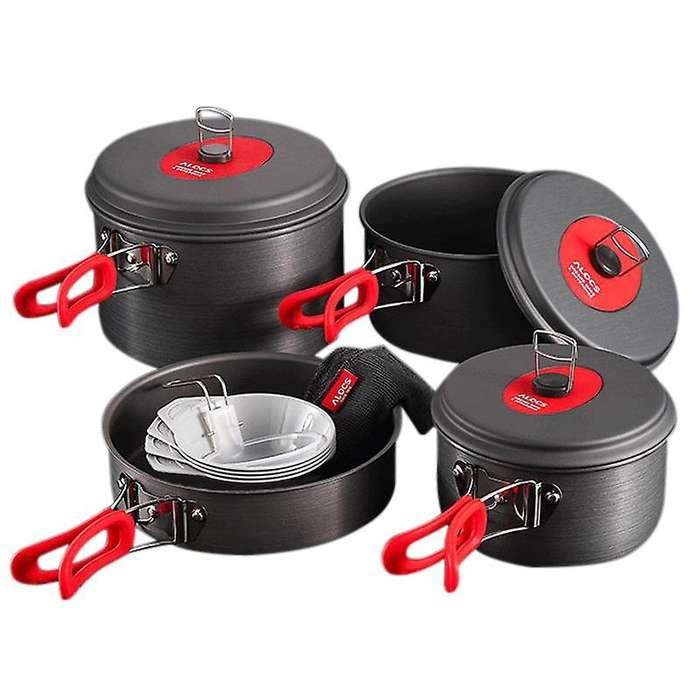 Camping Pot Set 5-6 People Camping Outdoor Cookware Picnic Equipment and Tableware Kettle Frying Pan