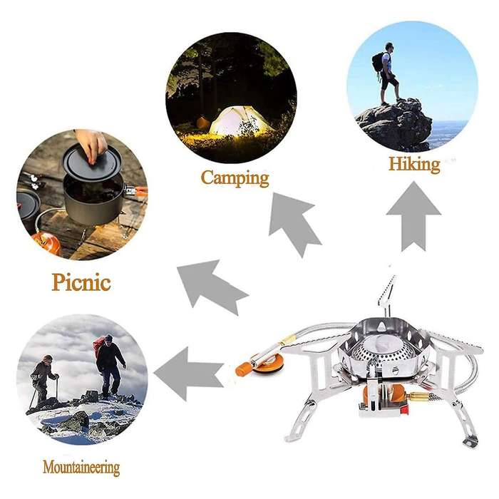 Camping Stove Camping Gas Stove Folding Windproof Backpacking Stove for Backpacking Hiking Camping C