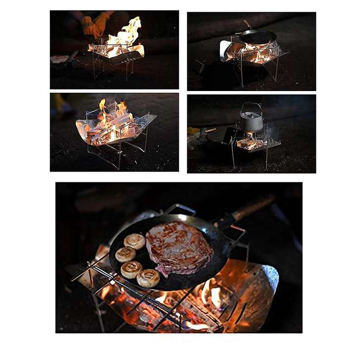 Camping Wood Fire Stove Ultralight Foldable Heating Stove for Outdoor Camping Picnic BBQ Cooking