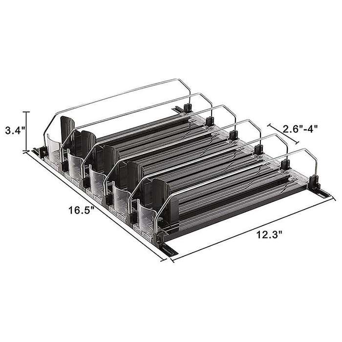 Can Dispenser for Refrigerator with Adjustable Pusher Glide - Perfect for , Beer, and Other Beverage