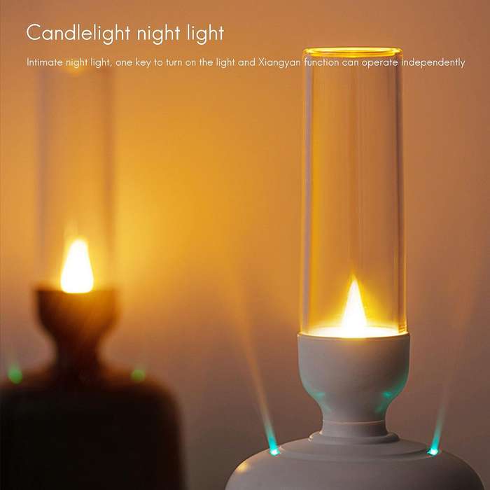Candle Aromatherapy Diffuser Dual Nozzle Air Humidifier Mist Maker LED Lamp Aroma Essential Oil Diff