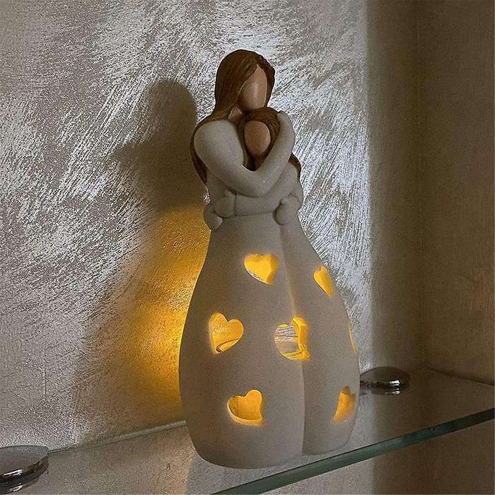 Candle Lamps,candle Holder Statue Mom and Daughter,valentines Day Gifts for Daughter Great Mother G