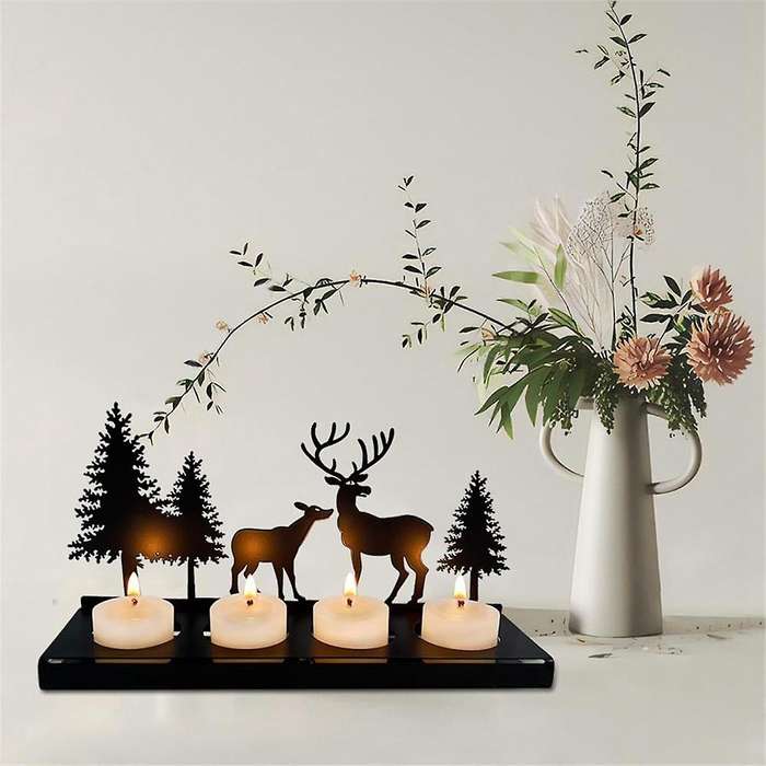 Candle Holder Wreath Black for Tea Light, Candle Holder Metal Modern, Candle Holder without Mandrel,