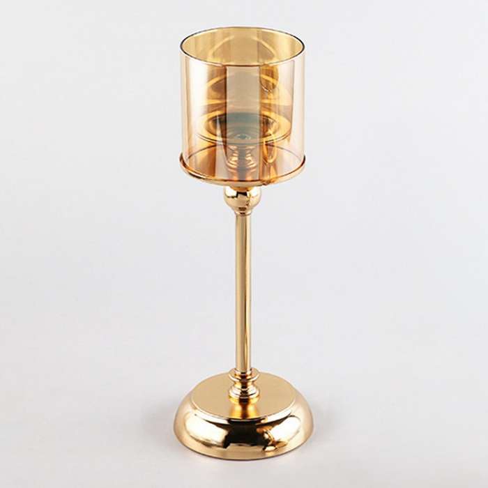 Candle Holders Gold Hurricane Candlelight Stand for Pillar Table Centrepiece Wedding Birthday Party