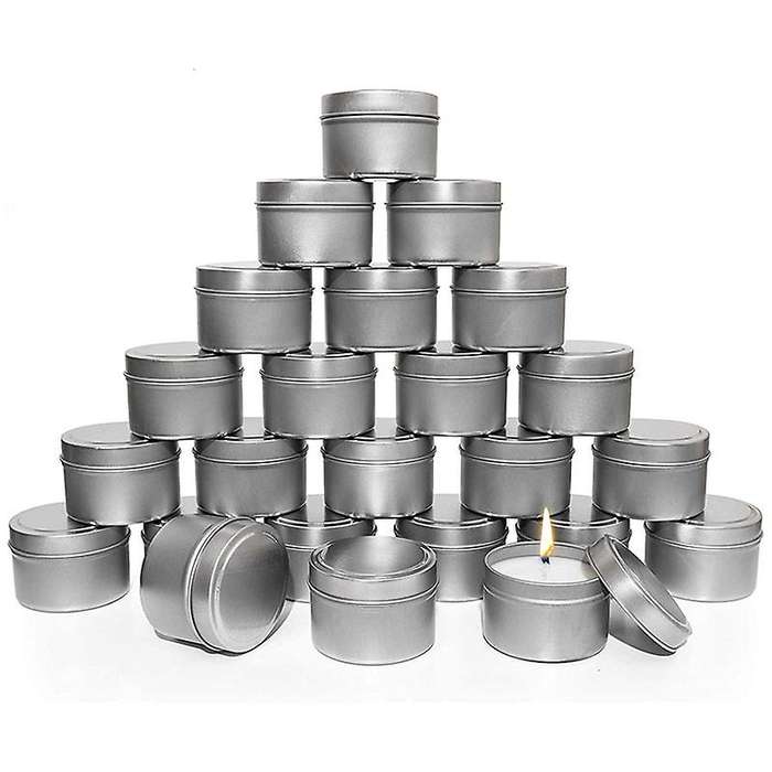 Candle Tins, 24 Piece, 4 Oz Metal Candle Containers for Making Candles, Arts & Crafts, Dry Storage,S
