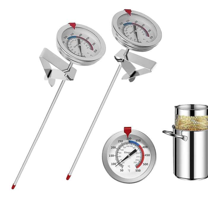 Candy Oil Thermometer for Fring,Deep Fry Thermometer with Pot Clip,12Inch Probe - for Tall Pots,Beef