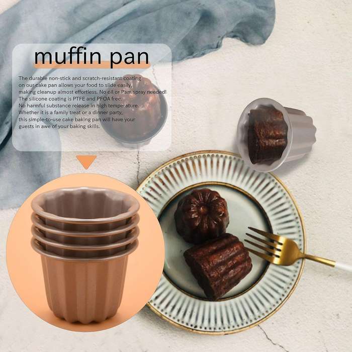 Canele Mold, Cannele Muffin Cup, 4pcs Non-stick Cannele Mould