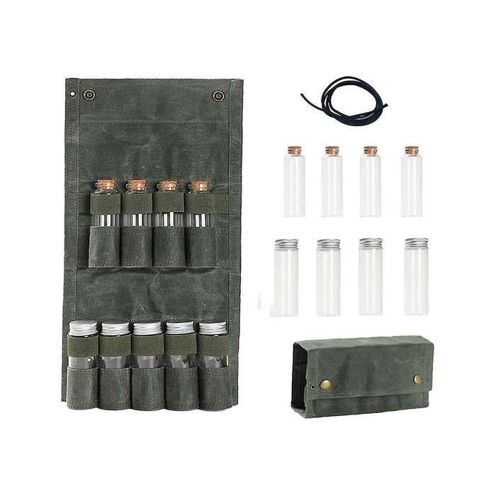 Canvas Seasoning Storage Bag Organizer Seasoning Bottles Holder with Mini Condiment with 9 Spice Ja