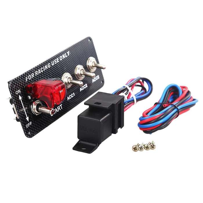 Car 12V LED Toggle Ignition Switch Panel Engine Start Push Button Set Universal for 12V Power Speedi