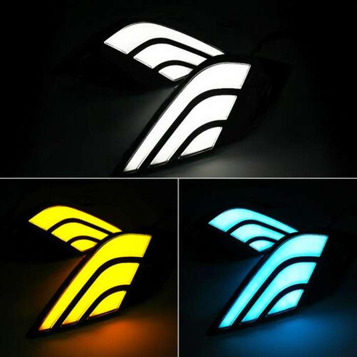 Car 3 Colue LED DRL Daytime Running Light Fog Light + LED Fog Lens Bezel Kit for SE XSE 2018-2020