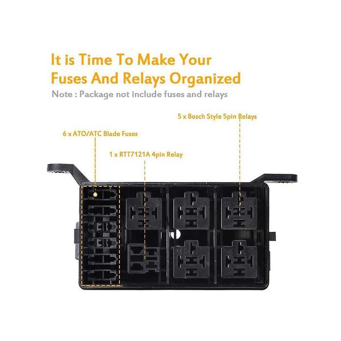 Car 6-way Fuse Box Relay Junction Box Fuse Bracket Block Car Supplies